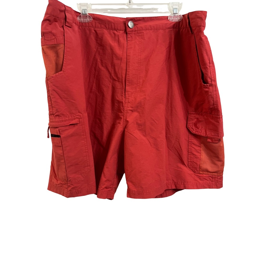 Reel Legends Mens Red Ripstop Cargo Fishing Shorts Size XL Mesh Vents Outdoor